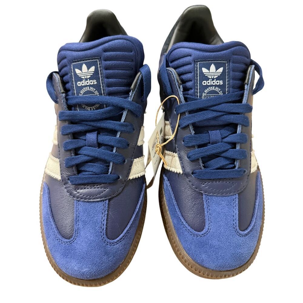 NEW Adidas Samba XLG Unisex Dark Blue Pure White/Gum Shoes (8 Men) (9 Women) - Picture 2 of 13